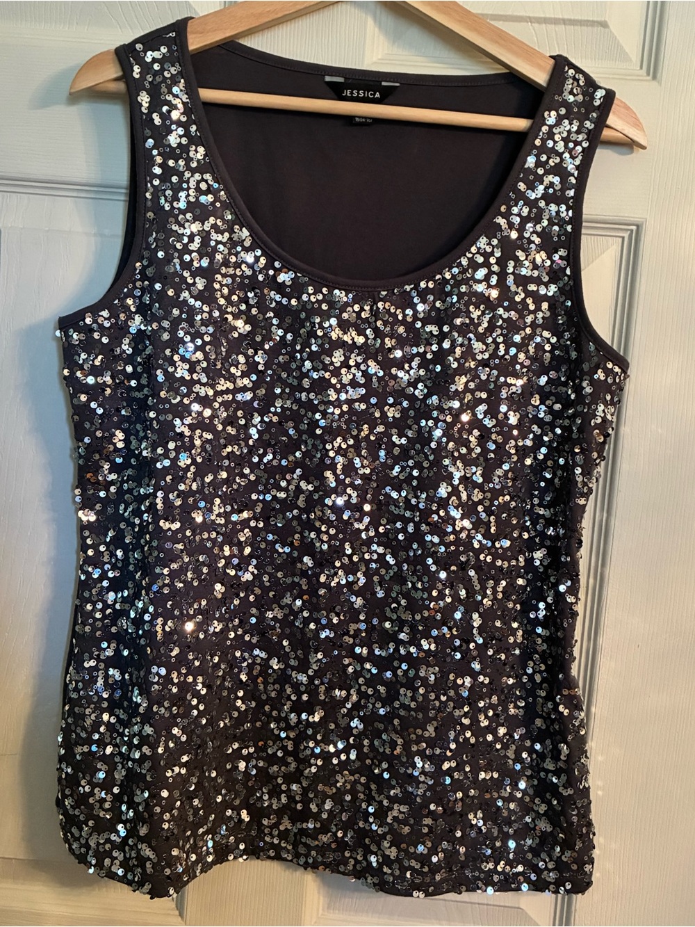 Jessica Grey Sequin Tank Top with Iridescent Shine